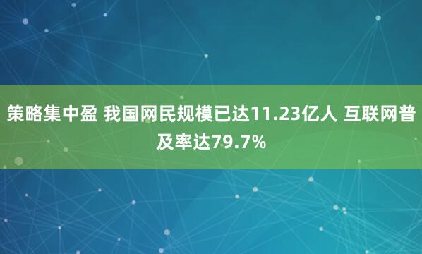 策略集中盈 我国网民规模已达11.23亿人 互联网普及率达79.7%